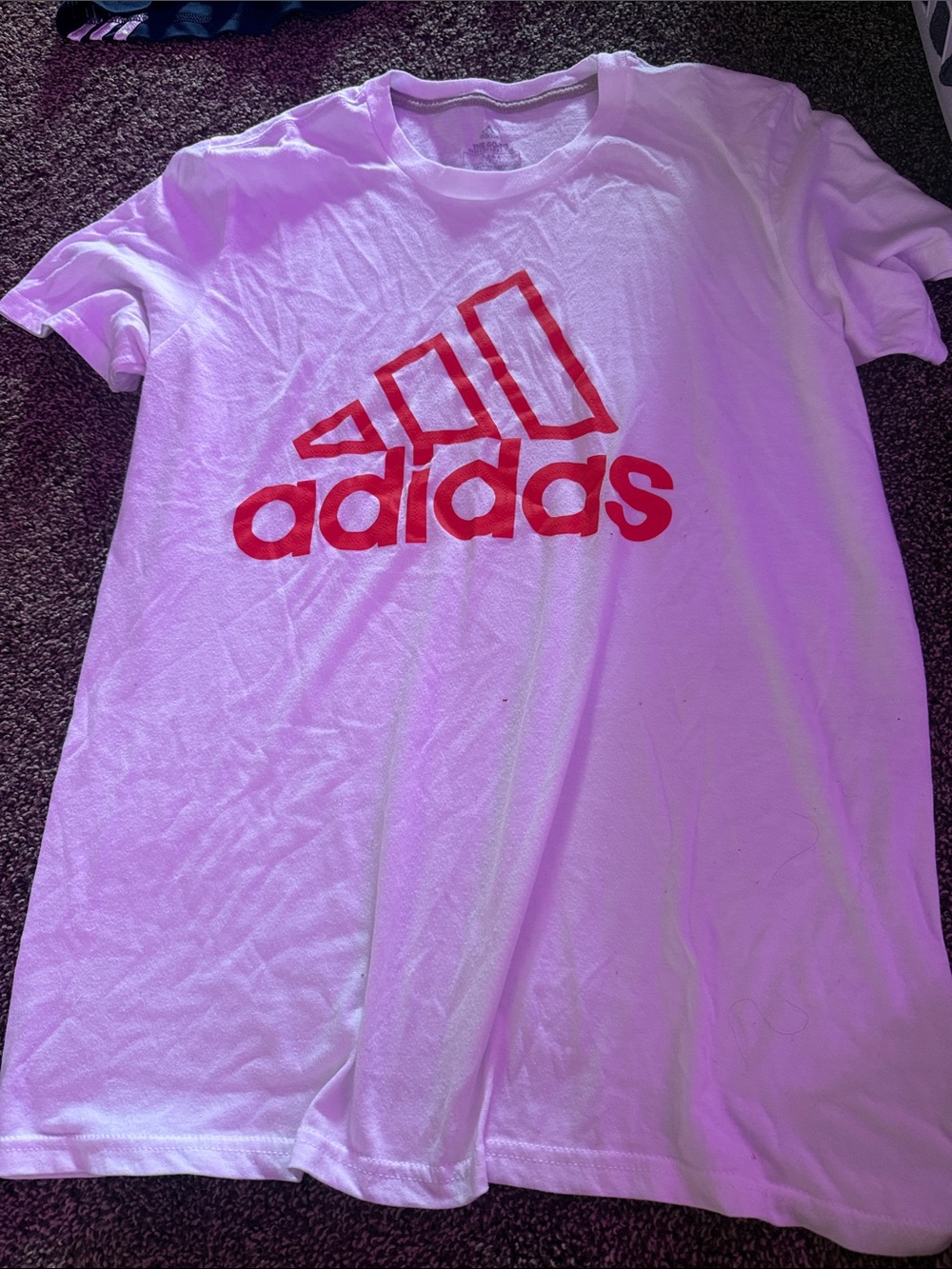 Men’s Adidas White T-Shirt with Red Logo